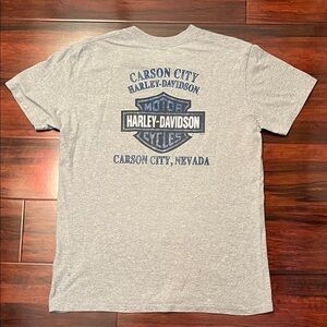 Harley-Davidson Grey Pocket Tee Carson City Nevada 2009 Biker Motorcycle